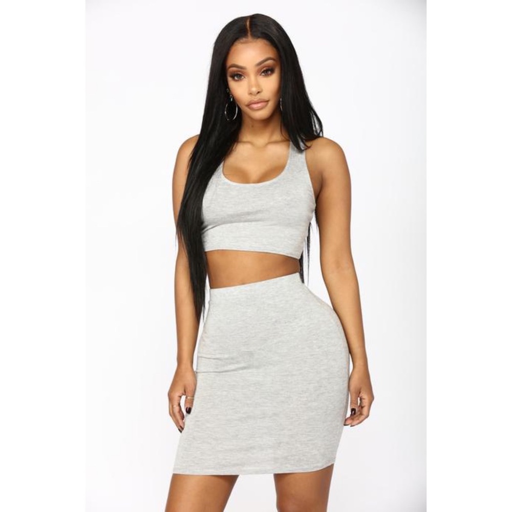fashion nova heart sigh skirt set - s
